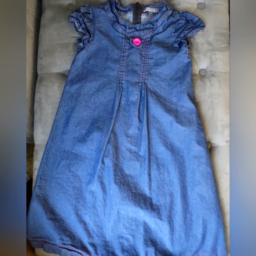 Girls Blue Jean Dress with Cap Sleeves